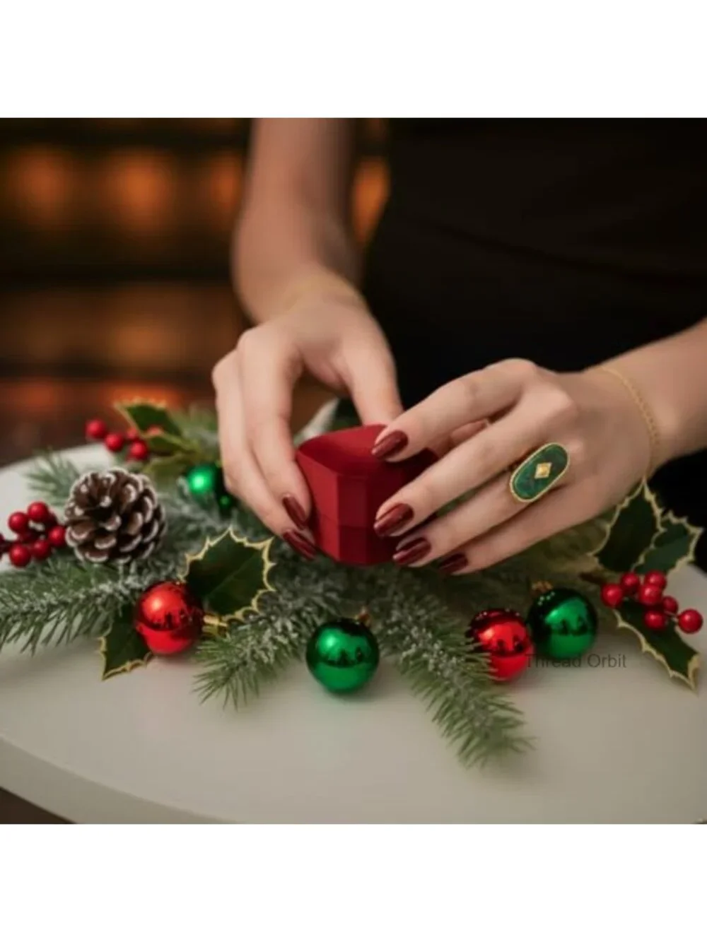 18K Gold Plated African Jade Statement Ring Stackable Adjustable